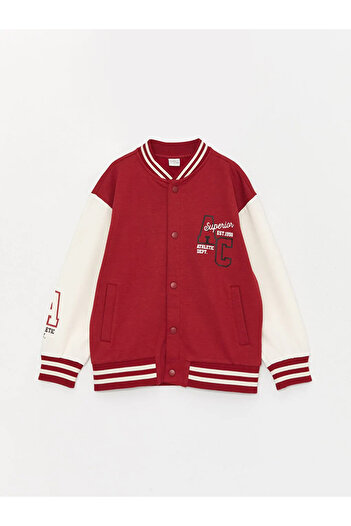 LC Waikiki Lcw Kids Claret Red Printed Boys' College Jacket