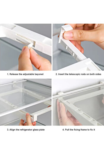 OEM Storage box, with stand, attaches to refrigerator shelf, Transparent