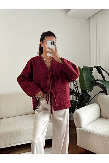 MAXXANA Oversize Cashmere Jacket with Tie Front