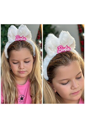 QUEEN AKSESUAR Plush Imported Brand Trend Furry White Fluffy Bow Crown Female Children's Tiara