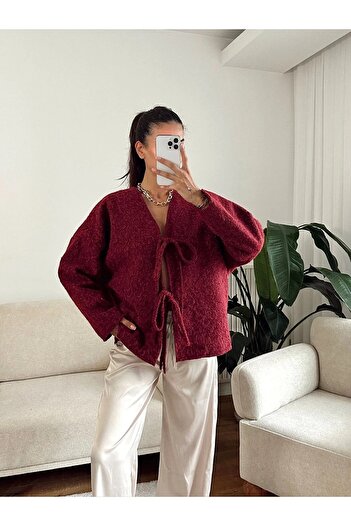 MAXXANA Oversize Cashmere Jacket with Tie Front