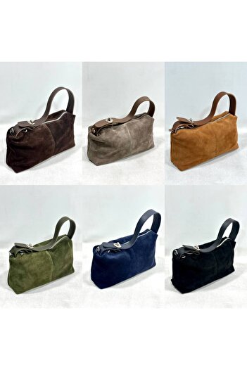 çkn sedat çakan çanta & fular & aksesuar Rectangular Bag Genuine Suede Leather Taba Color Women's Shoulder Bag