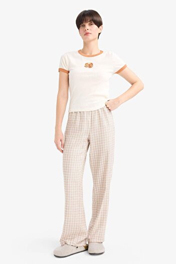 DeFacto Regular Fit Long Checkered Pajama Bottoms-Fall in Love G1500Ax25Au