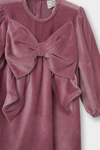 DeFacto Baby Girl Bow Detail Long Sleeve Velvet Dress G0383A525Wn