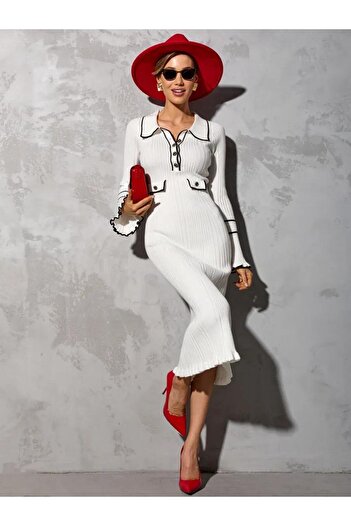 MAXXANA Ribbed Stylish Knitwear Dress - 130 cm - Suitable for S/M