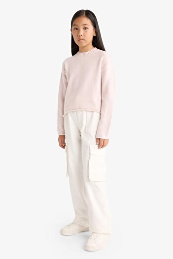 DeFacto Girls' Standard Fit Crew Neck Knitwear Sweater F0108A825Wn