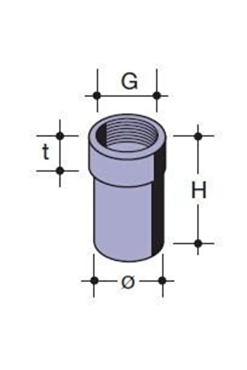 Other PEHD connector 50x25 GW internal thread H40cm S125 black QS Quick Stream