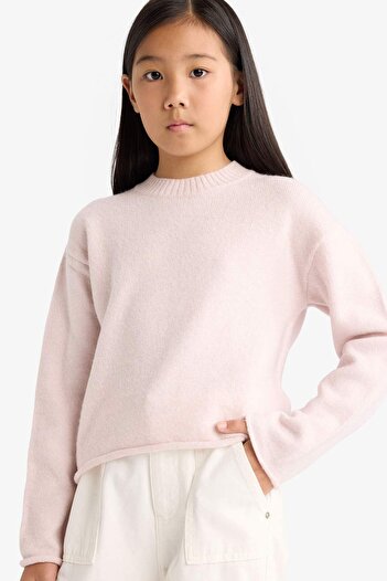 DeFacto Girls' Standard Fit Crew Neck Knitwear Sweater F0108A825Wn