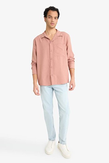 DeFacto Relax Fit Apache Collar Woven Long Sleeve Shirt F6342Ax25Au