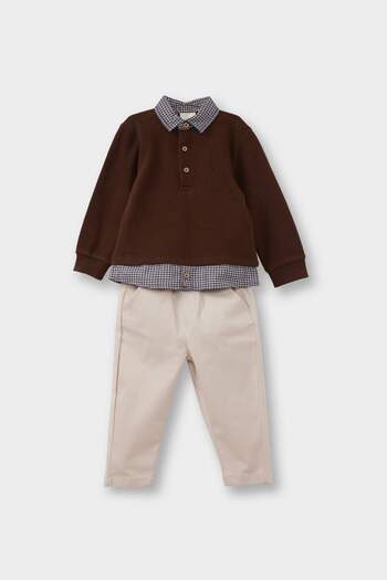 DeFacto Baby Boy 2-Piece Set Shirt Collar Sweatshirt Pants G0027A525Wn
