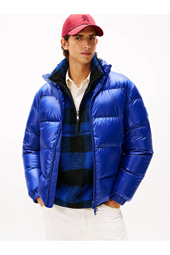 Tommy Hilfiger Men's Long Sleeve Quilted Puffer Stand Collar Pocket Blue1 Jacket Mw0Mw40617-D03