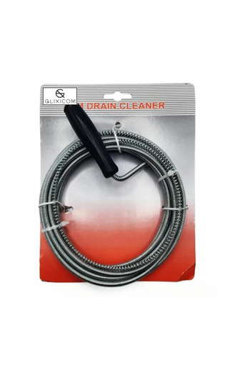 G Glixicom Unclogging Snake for Steel Pipes and Ducts with Rotating Handle Length 3 m Diameter 6 mm