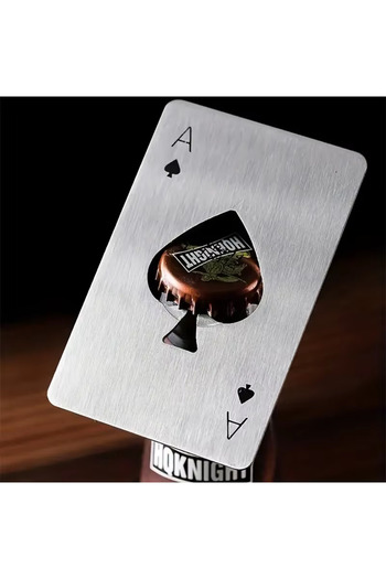 Choice WHITE 1pc Poker Shaped Steel Beer Bottle Opener, Outdoor Concealed Poker For Throwing Practice
