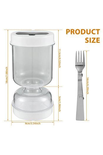 Choice White Set Pickle Container Wet and Dry Separation Pickle Olive Jar with Fork Leakproof Airtight Food