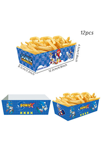 Miniso 12.2x8.5x4.5cm 12pcs Sonic the Hedgehog Party Supplies French Fries Box Food Packaging Box for Kids