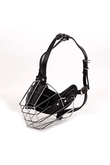 Choice L Suit 15-25kg Black Dog Muzzle Anti Biting Pet Mouth Mask Adjustable & Breathable Leather Metal Muz
