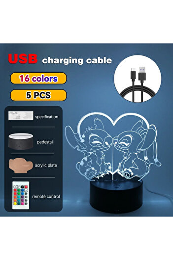 Miniso B16-Stitch 03 LED Night Ligh Illusion Stitch Lamps Remote Control Smart Touch Home Room Decor Lamp C