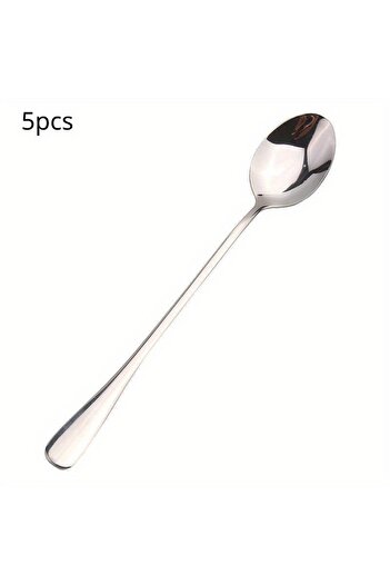 Choice 5pcs 5pcs Stainless Steel Long Handle Ice Tea Spoon, Coffee Spoon, Ice Cream Stirring Spoon, Dishwas