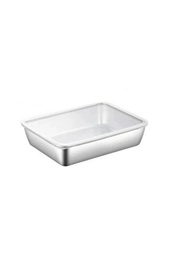 Choice Medium Stainless Steel Rectangle Tray Large Capacity Metal Food Serving Plate Rice Noodle Pan Home L