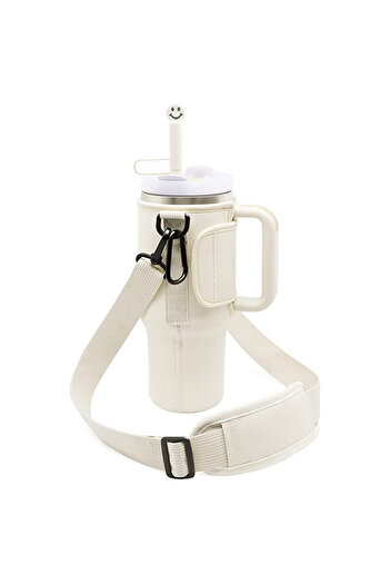 Choice White ​40OZ Water Bottle Carrier Bag with Phone Pocket for Stanley Cup, Water Bottle Holder with Adj
