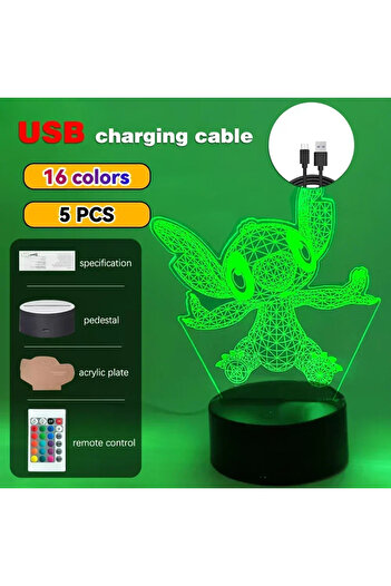 Miniso B16-Stitch 06 LED Night Ligh Illusion Stitch Lamps Remote Control Smart Touch Home Room Decor Lamp C
