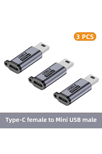 Choice 3x محول من نوع C إلى Mini USB USB C أنثى إلى Micro إلى Mini USB ذكر محول iPhone14 13 Xiaomi