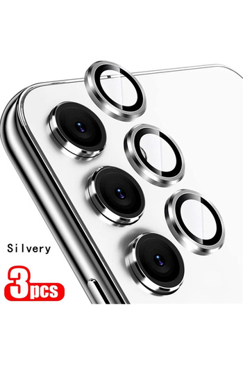 Choice Galaxy S25 Plus Silver 3Pcs/1Set Metallic Luster Lens Protector Cover For Samsung Galaxy S25 Plus S2