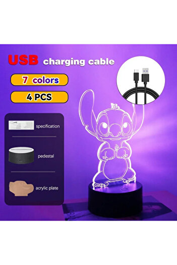 Miniso B7-Stitch 04 LED Night Ligh Illusion Stitch Lamps Remote Control Smart Touch Home Room Decor Lamp Ch