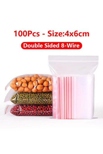 Choice 4x6cm - 100Pcs 100Pcs Zip Lock Plastic Bags Reclosable Transparent Bag Vacuum Storage Bag Clear Bags