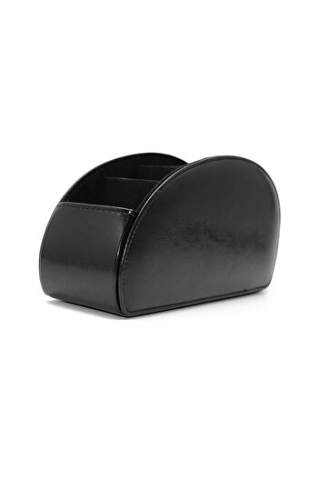 Choice Black Remote Control Holder with 5 Compartments Leather Storage Box for Desktop Storage Organizer