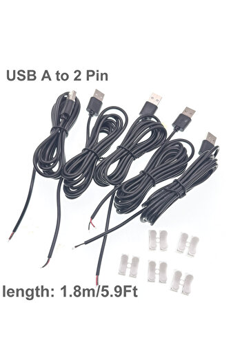 Choice USB Male 1.8m 5pcs DC 2 Pin USB Power Cable USB Male Female to 2 Core Extension Cord For 5V Equipmen