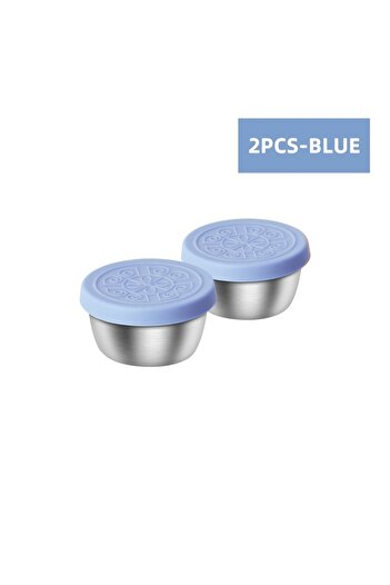 Choice 2-piece set-blue 1.6 oz Stainless Steel Salad Dressing Containers with Leak-proof Silicone Lids. Ide