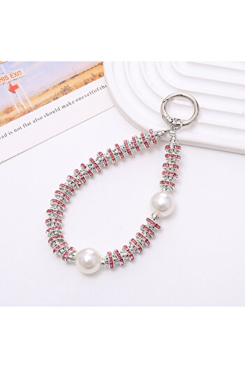 Choice Pink Bracelet Diamond Pearl Beads Crystal Ring Hand Wrist Strap Rhinestone Lanyard for iPhone Huawei