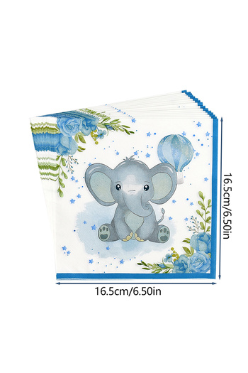 Choice 20pcs napkin Cartoon Baby Elephant Disposable Tableware Set Paper Plate Cup Napkin Kids Boys Birthda