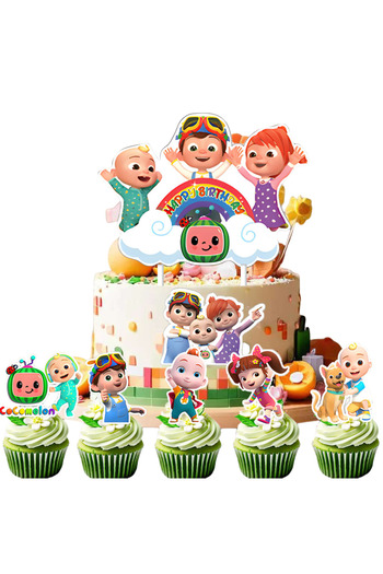 Miniso 13PCS Cake Topper Family TV Melons Birthday Decoration Melons Cake Topper Party Favors for Kids Happ