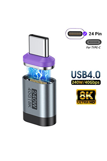 Choice Style B Type C AUFU USB4.0 Magnetic USB C to C Adapter 40Gbps 8K60Hz 90 Degree Converter 240W Type C
