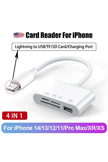 Choice قارئ بطاقات عالمي 4 في 1 لأجهزة iPhone و8 في 1 مع فتحات SD/TF ومحول USB3.0/Type-C/Ligting OTG للكاميرا