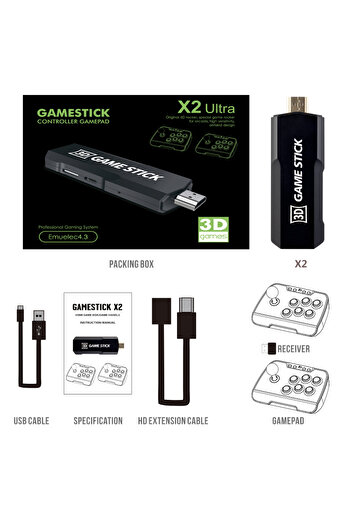 Choice وحدة تحكم ألعاب X2 Ultra Home TV سوداء 64 جيجابايت مع أكثر من 6000 لعبة كلاسيكية حنينية ووحدة تحكم مزدوجة لاسلكية 2.4 جيجاهرتز 4