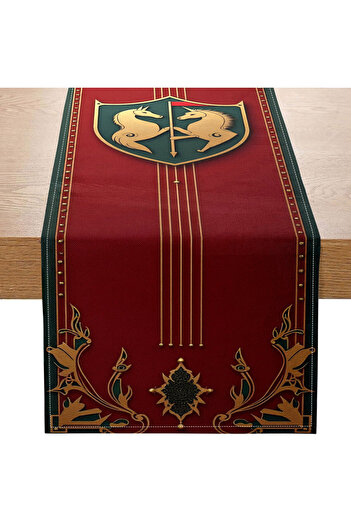 Choice 33x90cm A 1 Piece of Medieval Pattern Theme Table Runner, with Golden Unicorns, Shield and Gorgeous