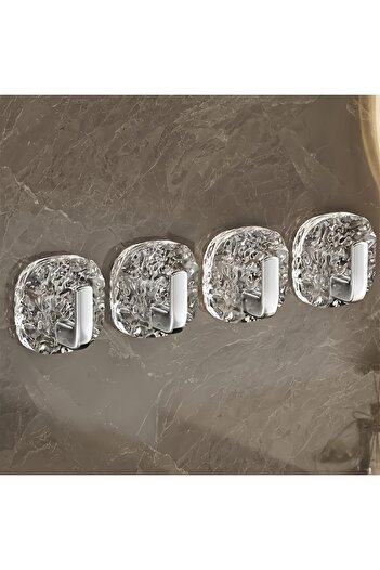Choice silvery-4pcs 4pcs Self-adhesive Wall Hooks Acrylic Bathroom Hooks for Hanging Waterproof Adhesive Ho