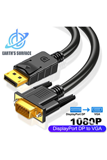 Choice كابل محول من DP إلى VGA بدقة 1080 بكسل بطول 1.8 متر، كابل فيديو عالي الدقة من DP ذكر إلى VGA ذكر لأجهزة الكمبيوتر