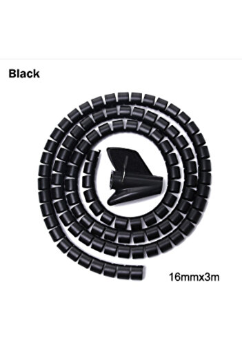 Choice 16mmx3m Black Black Cable Wire Protector Cable Organizer Management Pipe Flexible Wire Wrap Line Coi