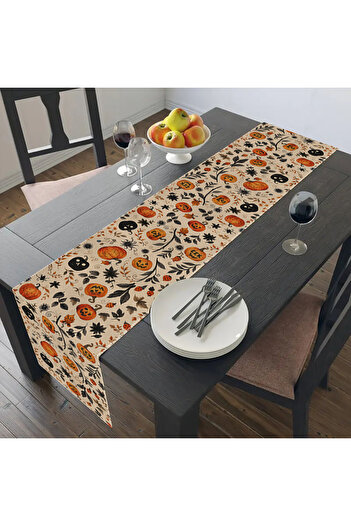 Choice 33X150cm 3 Linen Halloween Table Runner Ghost Pumpkin Dining Table Decoration Scary Table Cover For