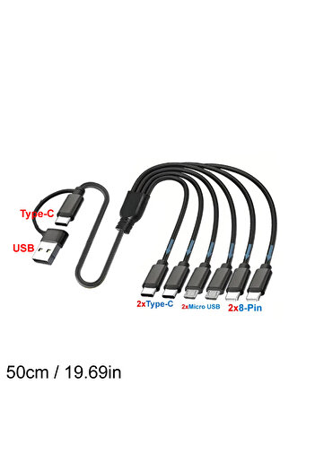 Choice 2 to 6 6 in 2 Charge Cord USB A C to Dual Type C Micro USB IOS Connector 3 in 1 Charging Cable For I