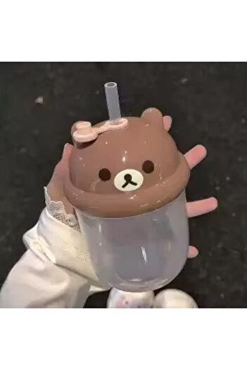 Choice A kawaii Rilakkuma plastic straw cup cute mini water cup student DIY sticker large capacity plastic.