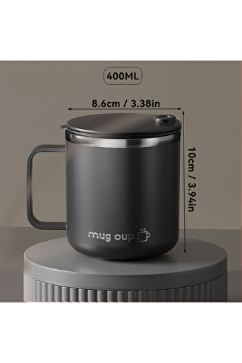 WORTHBUY Black Double Wall Insulated Coffee Cup Portable 304 Stainless Steel Drinking Cup Leak Proof