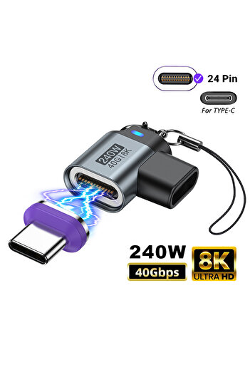 Choice Style C Type C AUFU USB4.0 Magnetic USB C to C Adapter 40Gbps 8K60Hz 90 Degree Converter 240W Type C