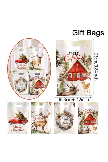 Choice 20pcs 1 10/20/50pcs Christmas Candy Bags Rustic Xmas Tree Wreath Elk Truck Gifts Packaging Bag Winte