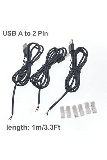 Choice USB Male 1m 3pcs DC 2 Pin USB Power Cable USB Male Female to 2 Core Extension Cord For 5V Equipment