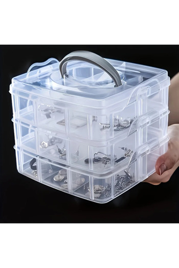 Choice Transparent 3-layer 18 Compartment Transparent Storage Box, Jewelry and Toy Storage Box, Suitable fo